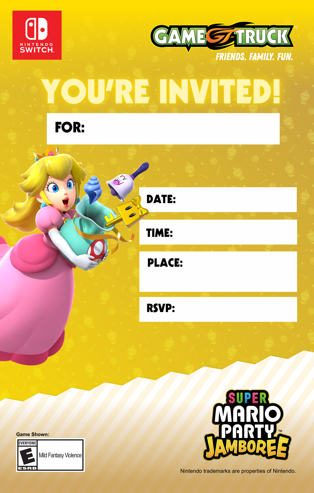 Super Mario Party Jamboree - Princess Peach Invite